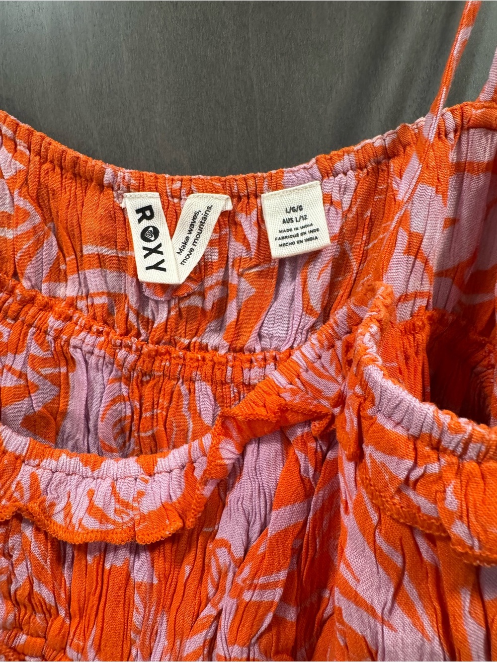 Roxy Orange Floral Tie-Shoulder One-Piece Dress - Picture 7 of 7